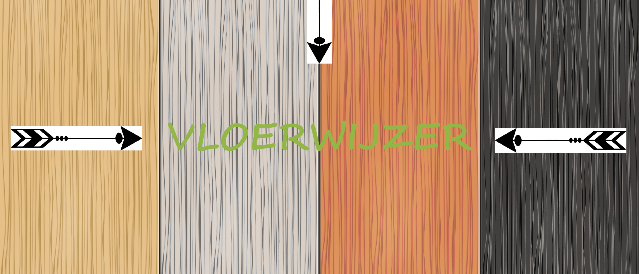 Vloerwijzer-illustratie met houtstructuren in vier kleuren
